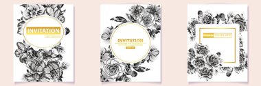 renkli davetiye, vintage tarzı çiçek desen vektör çizim
