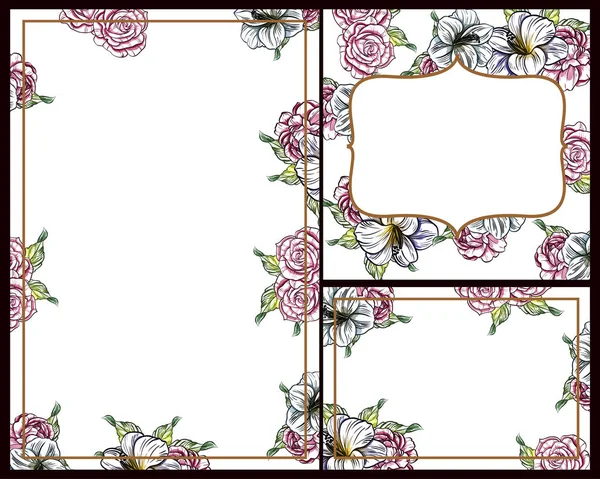 五颜六色的邀请卡 复古风格的花图案的矢量插图 — 图库矢量图片