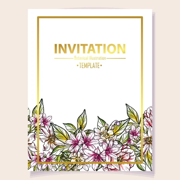 Vector Ilustración Tarjeta Invitación Colores Patrón Flores Estilo Vintage — Archivo Imágenes Vectoriales