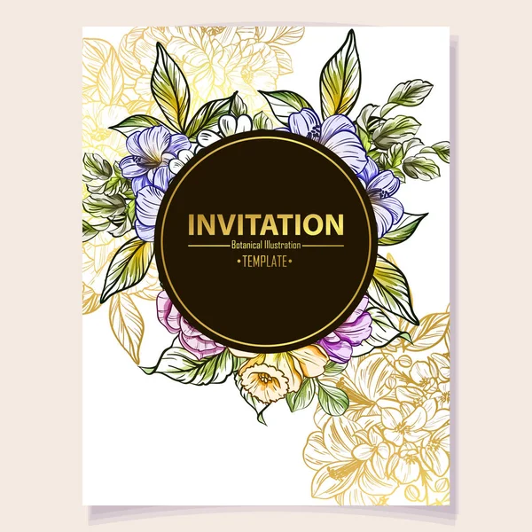 Vector Ilustración Tarjeta Invitación Colores Patrón Flores Estilo Vintage — Archivo Imágenes Vectoriales