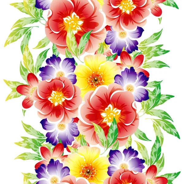 Illustration Vectorielle Fleurs Vives Motif Fond — Image vectorielle