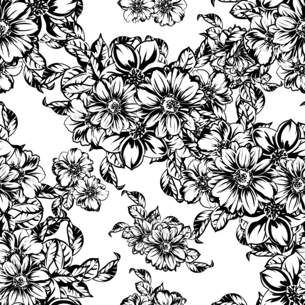 Illustration Vectorielle Fleurs Vintage Motif Fond — Image vectorielle