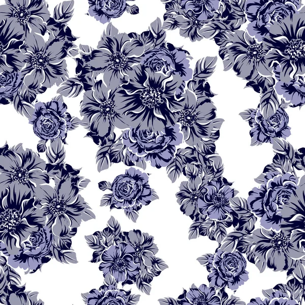 Ilustração Vetorial Fundo Padrão Flores Vintage — Vetor de Stock