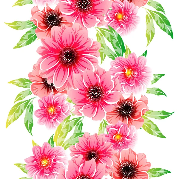 Vector Illustration Bright Flowers Pattern Background — Stock Vector