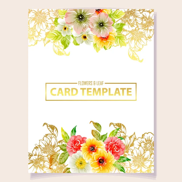 Vector Illustration Colourful Invitation Card Vintage Style Flowers Pattern — Stock Vector