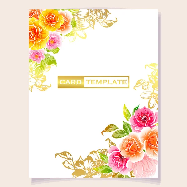 Illustration Vectorielle Carte Invitation Colorée Motif Fleurs Style Vintage — Image vectorielle