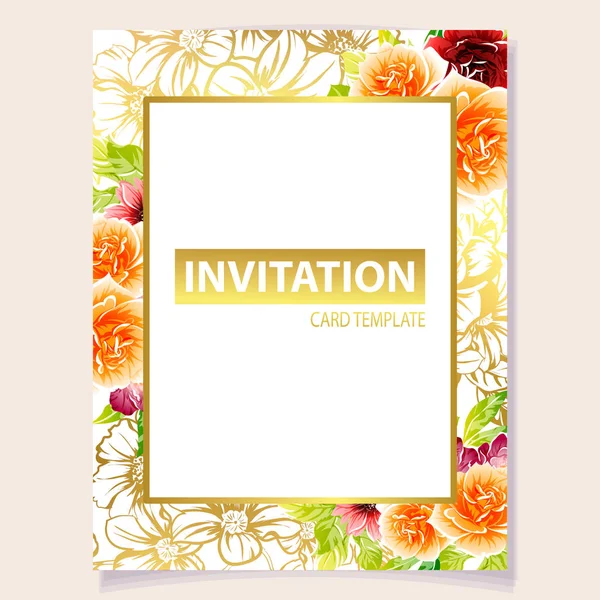 Vector Ilustración Tarjeta Invitación Colores Patrón Flores Estilo Vintage — Archivo Imágenes Vectoriales