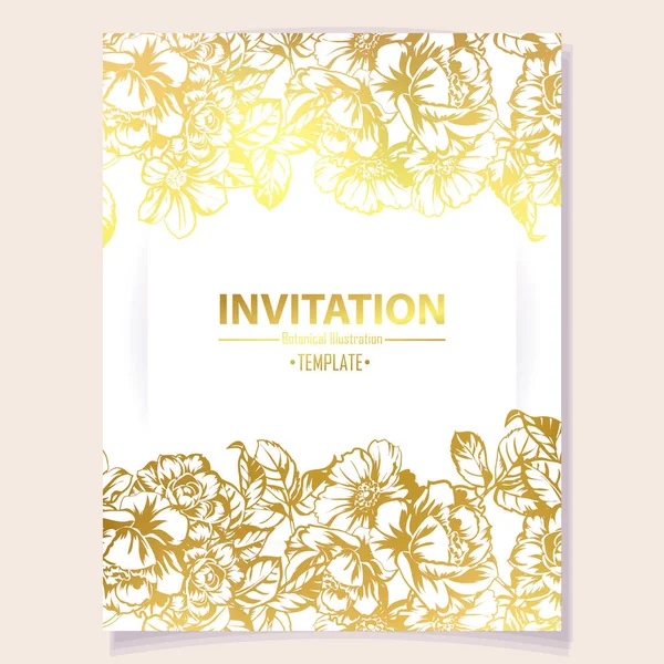 Illustration Vectorielle Carte Invitation Colorée Motif Fleurs Style Vintage — Image vectorielle