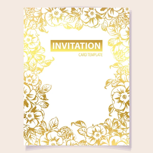 Vector Ilustración Tarjeta Invitación Colores Patrón Flores Estilo Vintage — Vector de stock