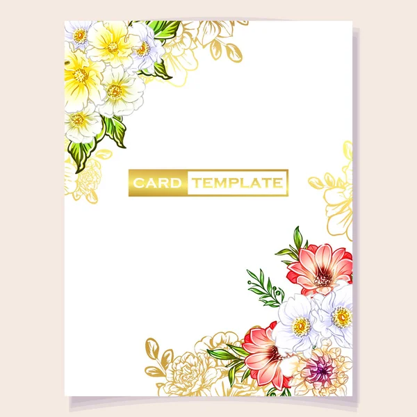 Illustration Vectorielle Carte Invitation Colorée Motif Fleurs Style Vintage — Image vectorielle