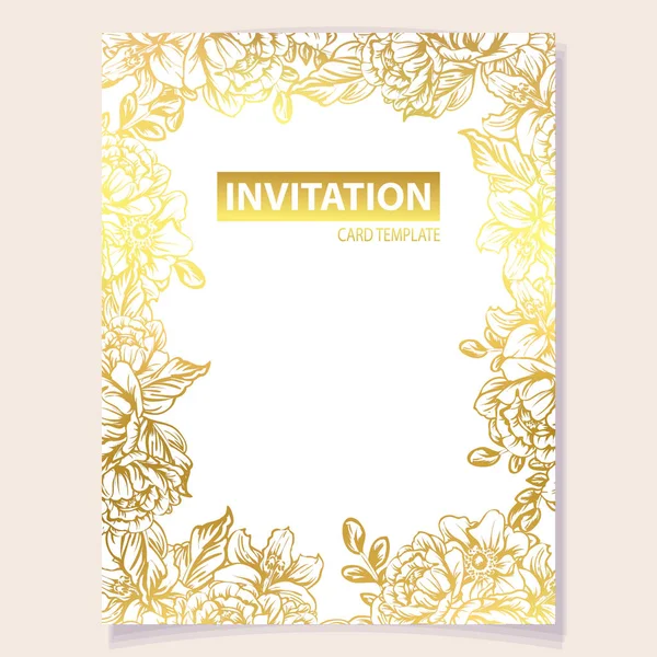 Illustration Vectorielle Carte Invitation Colorée Motif Fleurs Style Vintage — Image vectorielle