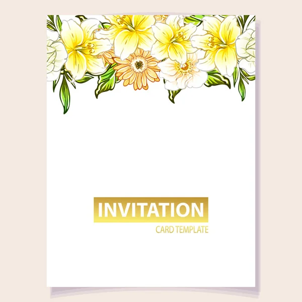 Illustration Vectorielle Carte Invitation Colorée Motif Fleurs Style Vintage — Image vectorielle