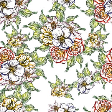 vektör çizim parlak çiçek desen arka plan