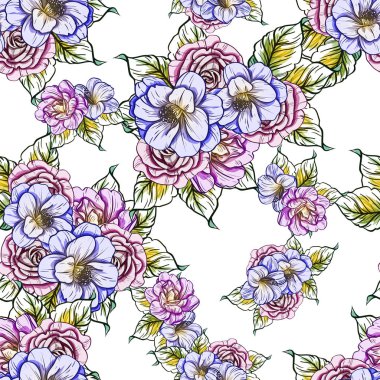 vektör çizim parlak çiçek desen arka plan