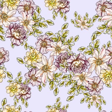 vektör çizim parlak çiçek desen arka plan