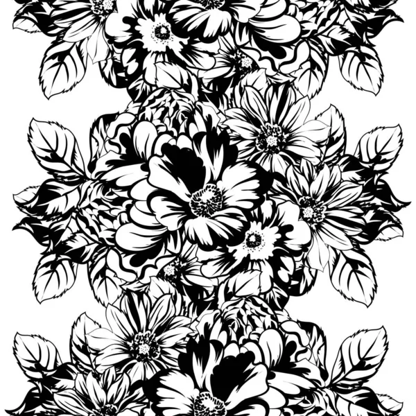 Vector Illustration Vintage Flowers Pattern Background — Stock Vector