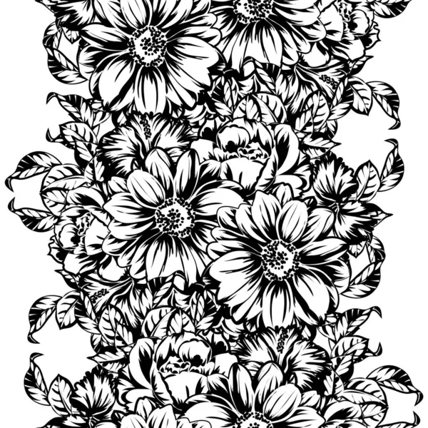 Vector Ilustración Flores Vintage Patrón Fondo — Archivo Imágenes Vectoriales