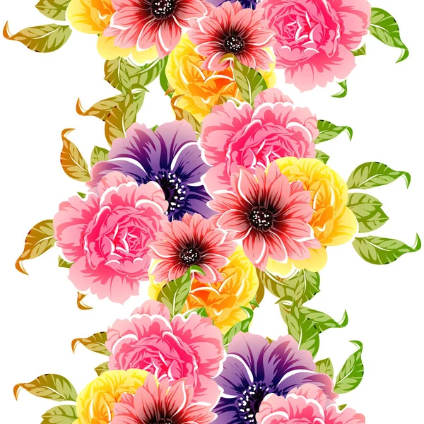 Illustration Vectorielle Fleurs Vives Motif Fond — Image vectorielle