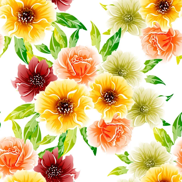 Vectorillustratie Van Heldere Bloemen Patroon Achtergrond — Stockvector