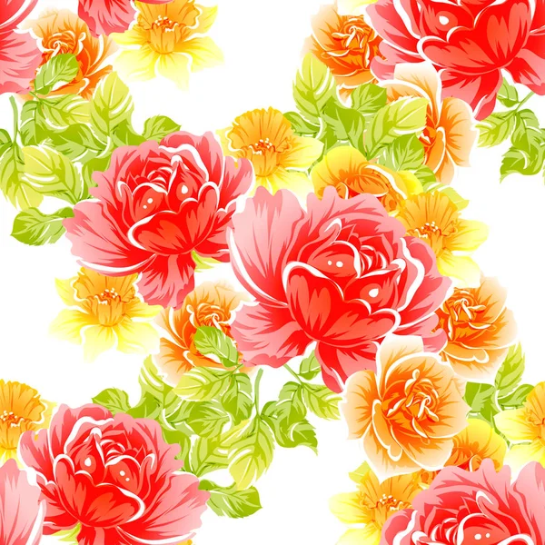 Vector Illustration Bright Flowers Pattern Background — Stock Vector