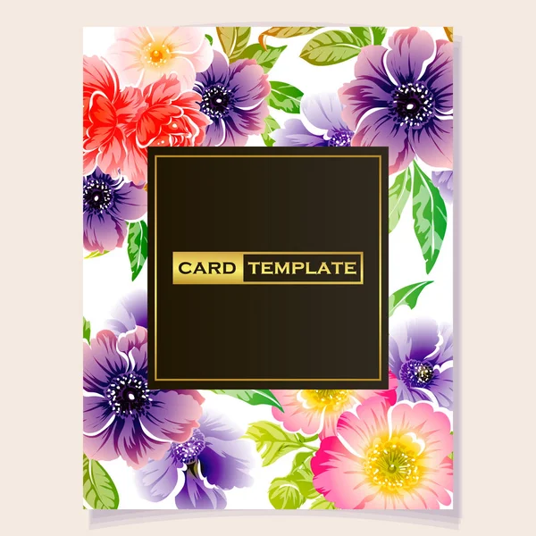 Illustration Vectorielle Carte Invitation Colorée Motif Fleurs Style Vintage — Image vectorielle