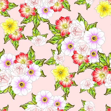 vektör çizim parlak çiçek desen arka plan