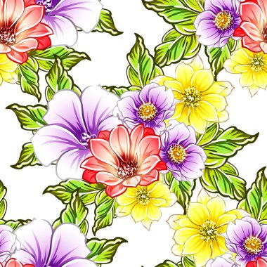 vektör çizim parlak çiçek desen arka plan