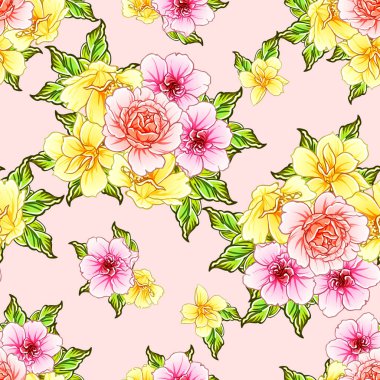 vektör çizim parlak çiçek desen arka plan