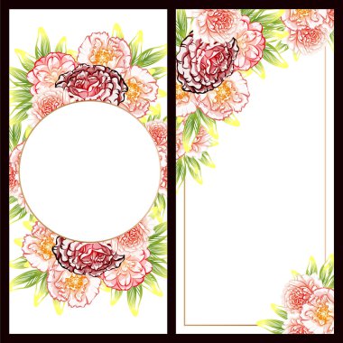 renkli davetiye, vintage tarzı çiçek desen vektör çizim