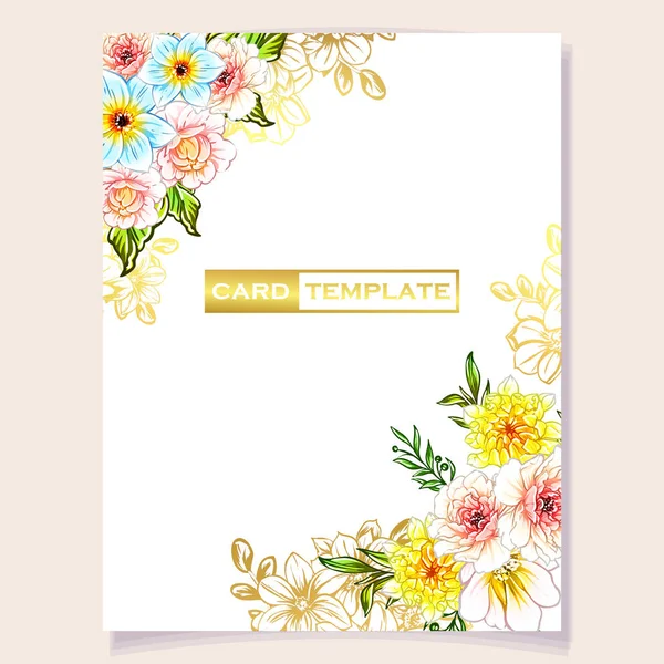 Illustration Vectorielle Carte Invitation Colorée Motif Fleurs Style Vintage — Image vectorielle