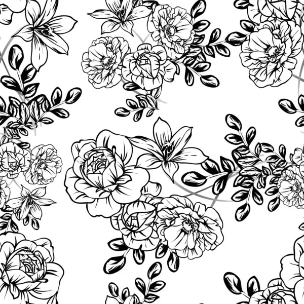 Ilustração Vetorial Fundo Padrão Flores Vintage — Vetor de Stock