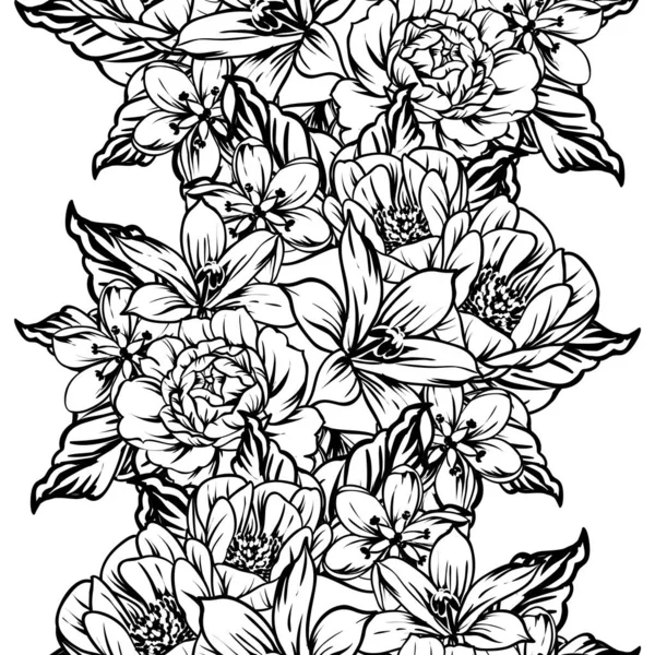 Illustration Vectorielle Fleurs Vintage Motif Fond — Image vectorielle