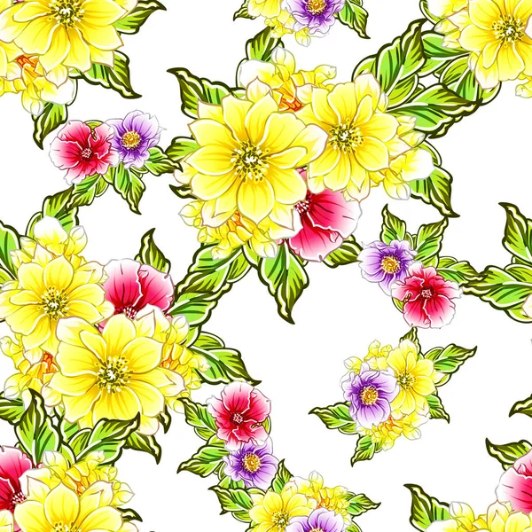 Vektor Illustration Von Hellen Blumen Muster Hintergrund — Stockvektor