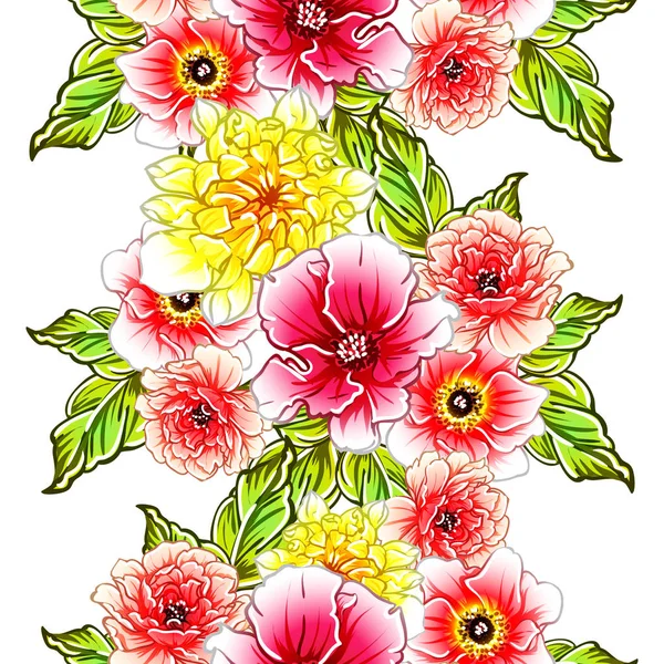 Vectorillustratie Van Heldere Bloemen Patroon Achtergrond — Stockvector