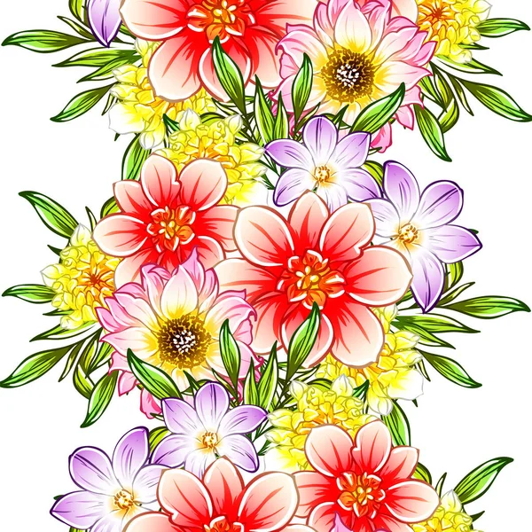 Illustrazione Vettoriale Fiori Luminosi Modello Sfondo — Vettoriale Stock