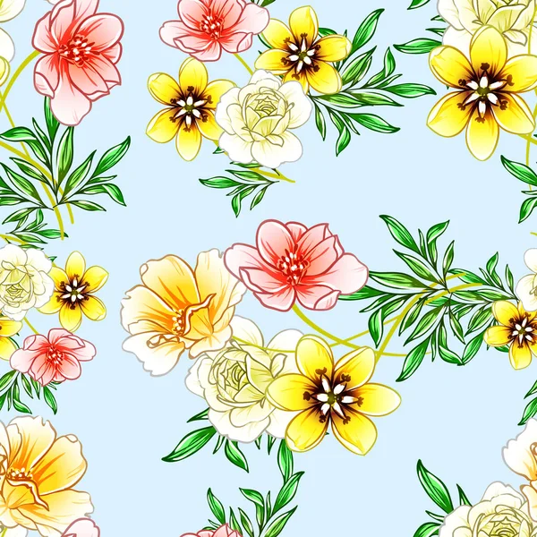 Vektor Illustration Von Hellen Blumen Muster Hintergrund — Stockvektor