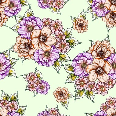 vektör çizim parlak çiçek desen arka plan