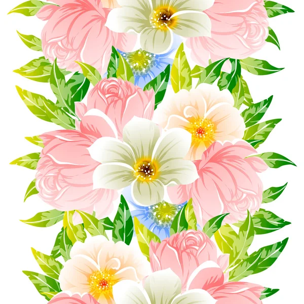 Vector Εικονογράφηση Του Φωτεινά Λουλούδια Μοτίβο Φόντου — Διανυσματικό Αρχείο