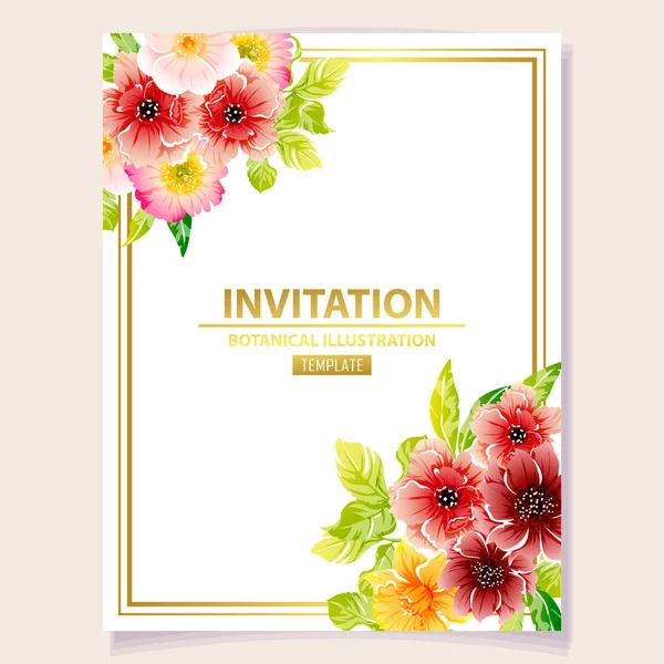 Ilustração Vetorial Cartão Convite Colorido Padrão Flores Estilo Vintage — Vetor de Stock