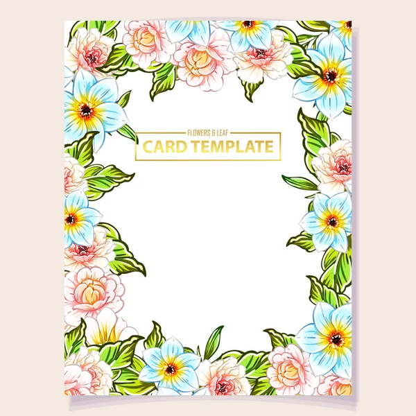 Vector Illustration Colourful Invitation Card Vintage Style Flowers Pattern — Stock Vector