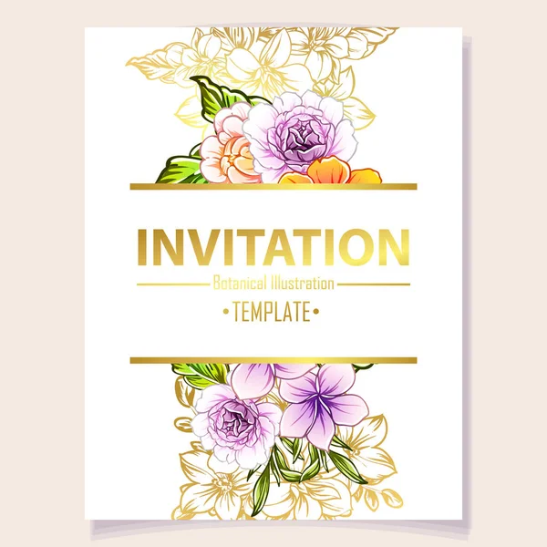 Vector Illustration Colourful Invitation Card Vintage Style Flowers Pattern — Stock Vector