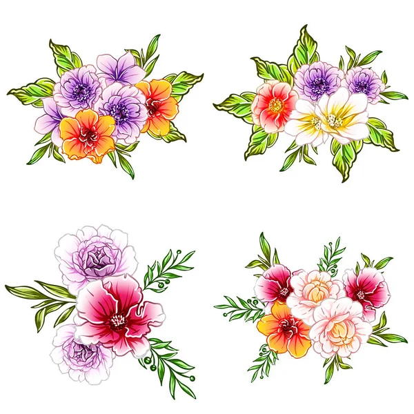 Illustrazione Vettoriale Fiori Luminosi Modello Sfondo — Vettoriale Stock