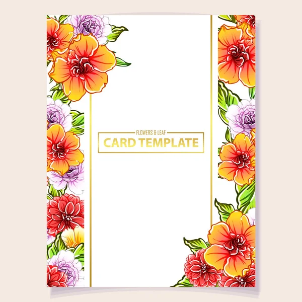 Vector Illustration Colourful Invitation Card Vintage Style Flowers Pattern — Stock Vector