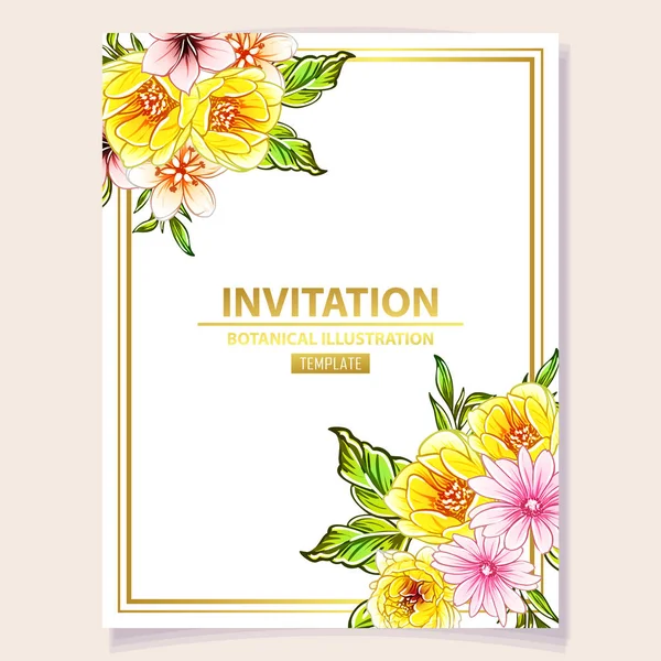 Vector Illustration Colourful Invitation Card Vintage Style Flowers Pattern — Stock Vector