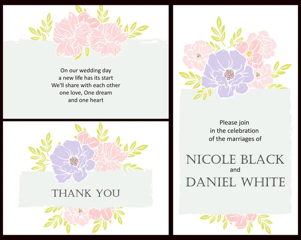 Vector Ilustración Tarjeta Invitación Colores Patrón Flores Estilo Vintage — Vector de stock