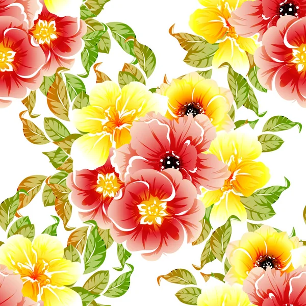 Vectorillustratie Van Heldere Bloemen Patroon Achtergrond — Stockvector