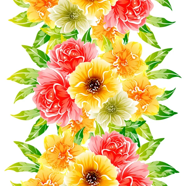 Illustration Vectorielle Fleurs Vives Motif Fond — Image vectorielle