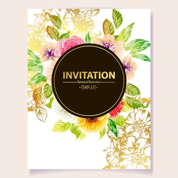 Vector Ilustración Tarjeta Invitación Colores Patrón Flores Estilo Vintage — Archivo Imágenes Vectoriales