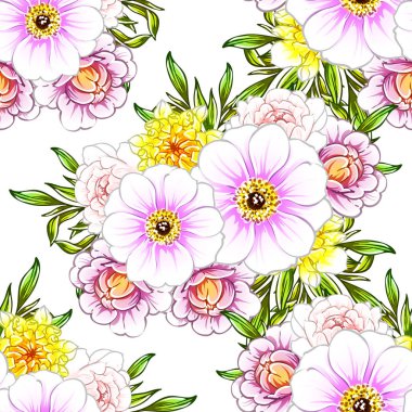 vektör çizim parlak çiçek desen arka plan