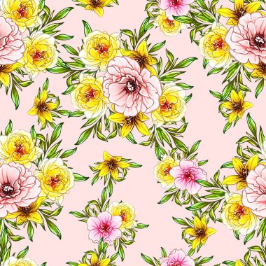 vektör çizim parlak çiçek desen arka plan